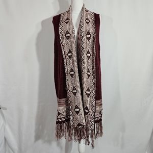 NWT New Directions maroon fringed sweater women's size Xlarge